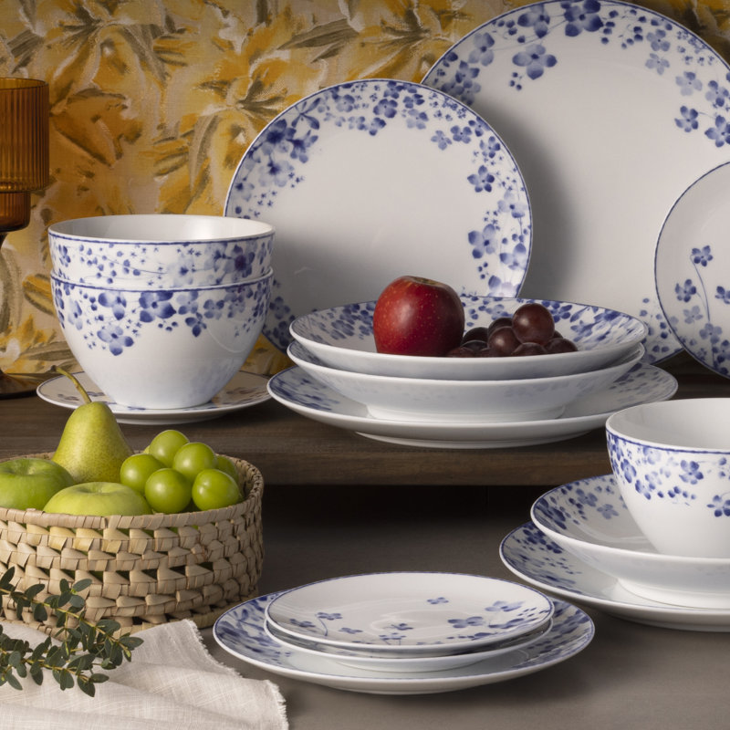 Noritake Bloomington Road Blue 30-Piece Dinnerware Set, Service